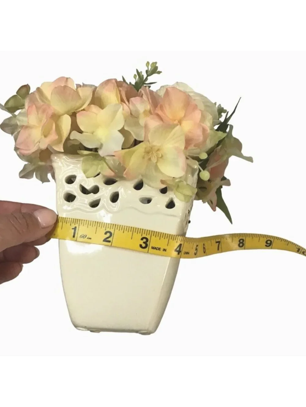 SET OF 2 ARTIFICIAL FLORAL ARRANGEMENT WITH CREAM FLOWERPOT